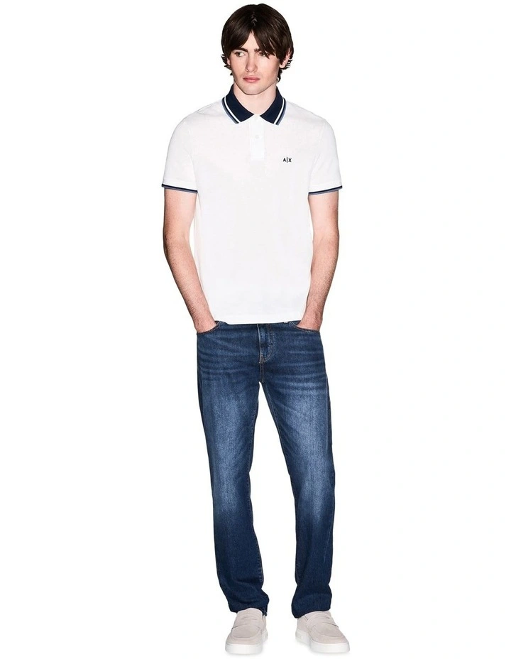 Contrasted Polo Shirt in Off White image 4