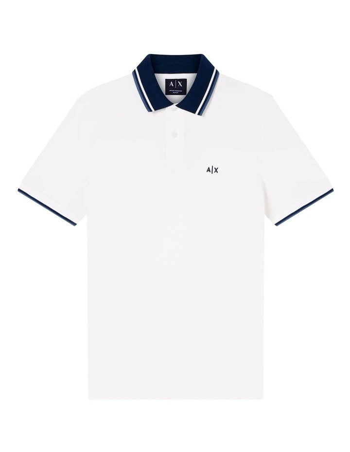 Contrasted Polo Shirt in Off White image 5
