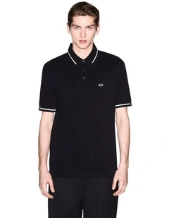 Piping Polo Shirt in Black