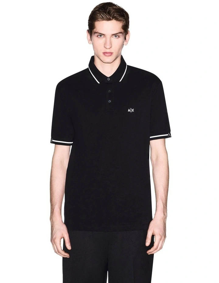 Piping Polo Shirt in Black image 1