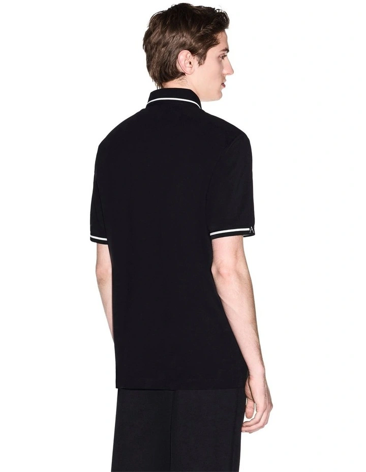 Piping Polo Shirt in Black image 2