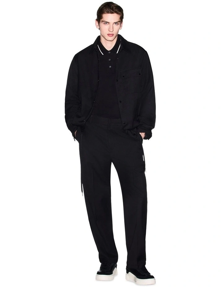 Piping Polo Shirt in Black image 4