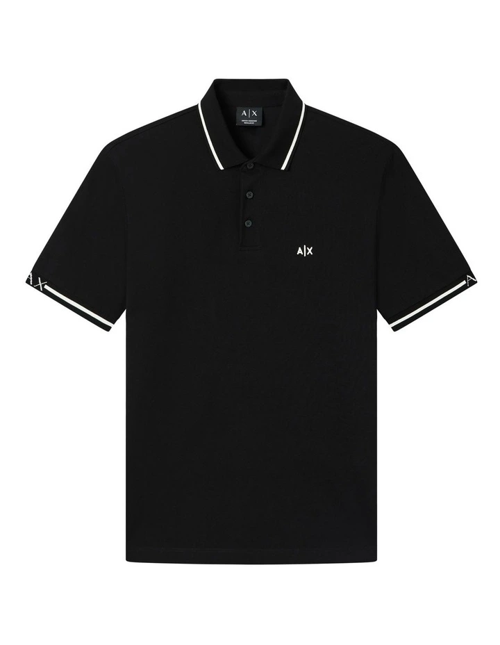 Piping Polo Shirt in Black image 5