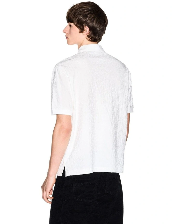 Textured Logo Polo Shirt in Off White image 2