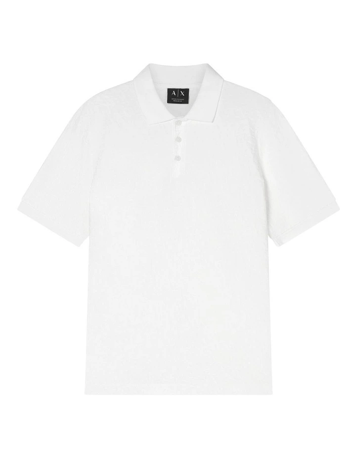 Textured Logo Polo Shirt in Off White image 5