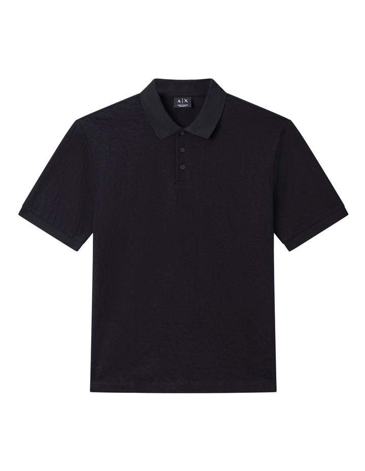 Textured Logo Polo Shirt in Black image 5