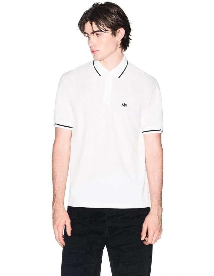 Piping Polo Shirt in Off White image 1