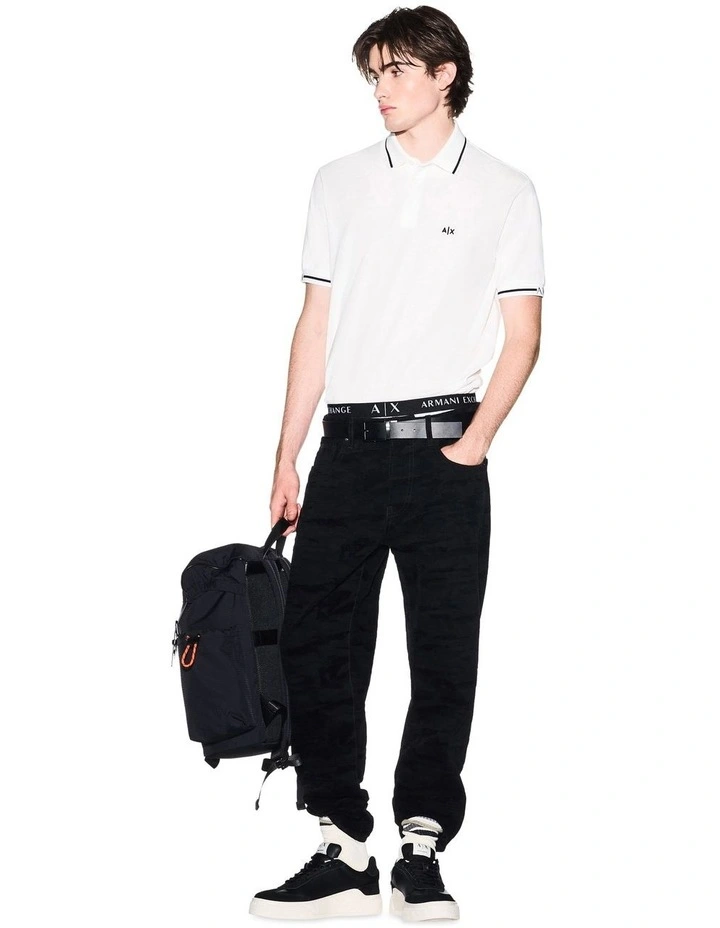Piping Polo Shirt in Off White image 4