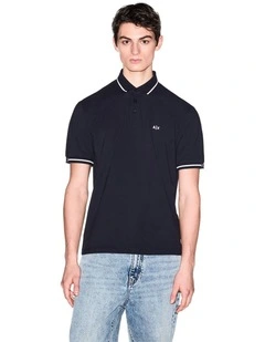 Piping Polo Shirt in Deep Navy