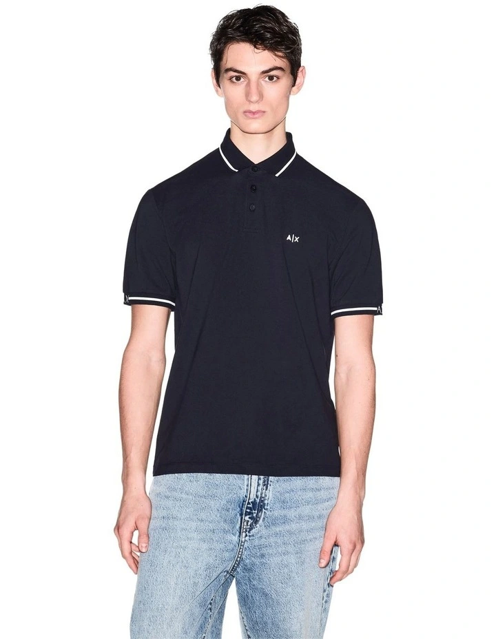 Piping Polo Shirt in Deep Navy image 1