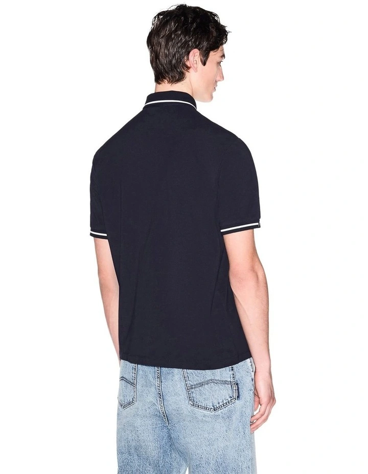 Piping Polo Shirt in Deep Navy image 2