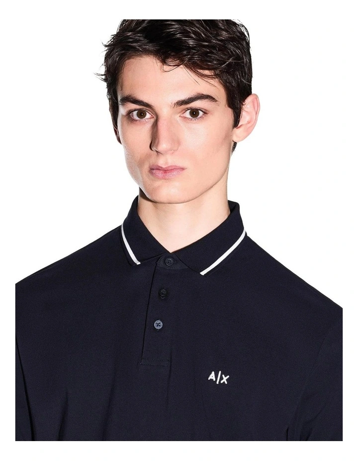 Piping Polo Shirt in Deep Navy image 3