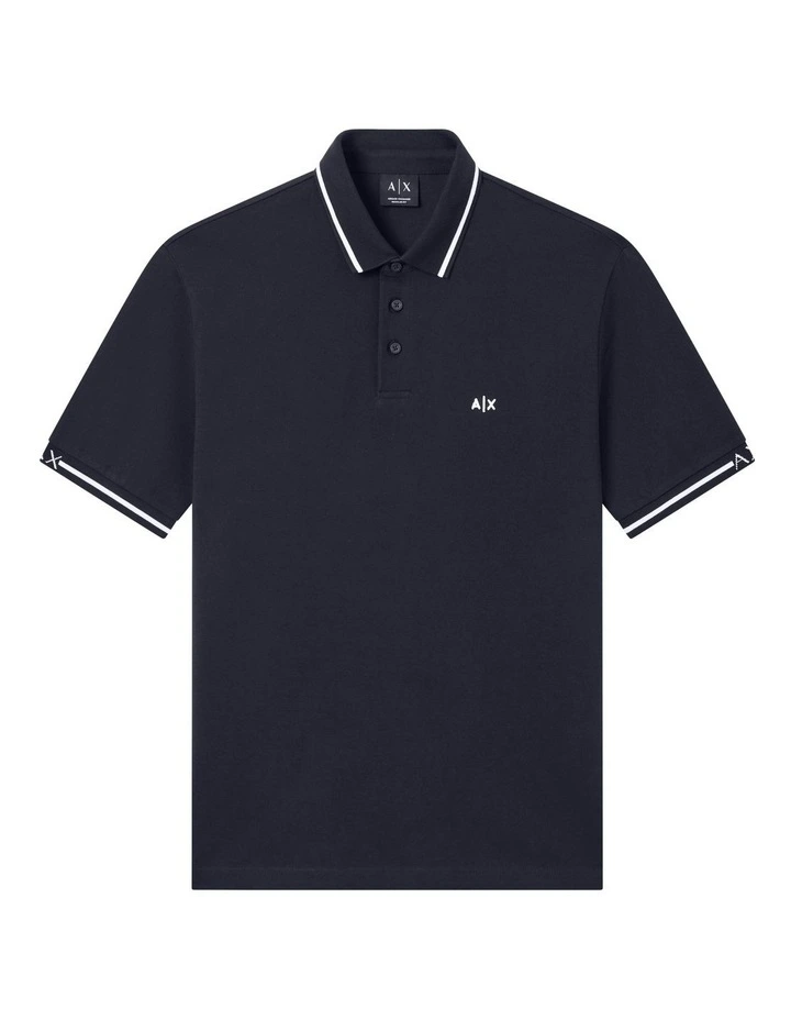 Piping Polo Shirt in Deep Navy image 5