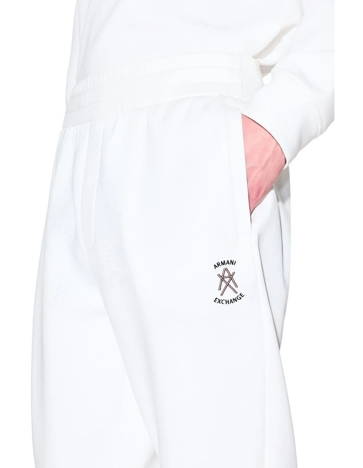Relaxed Logo Track Pant in White image 3
