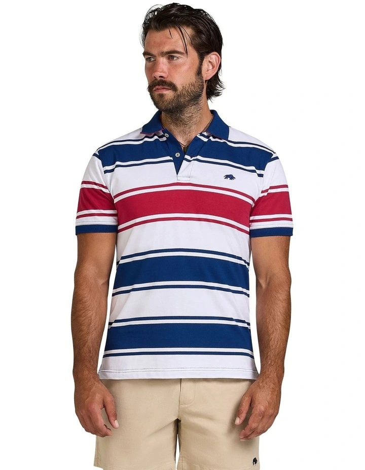Wide Stripe Jersey Polo in Navy image 1