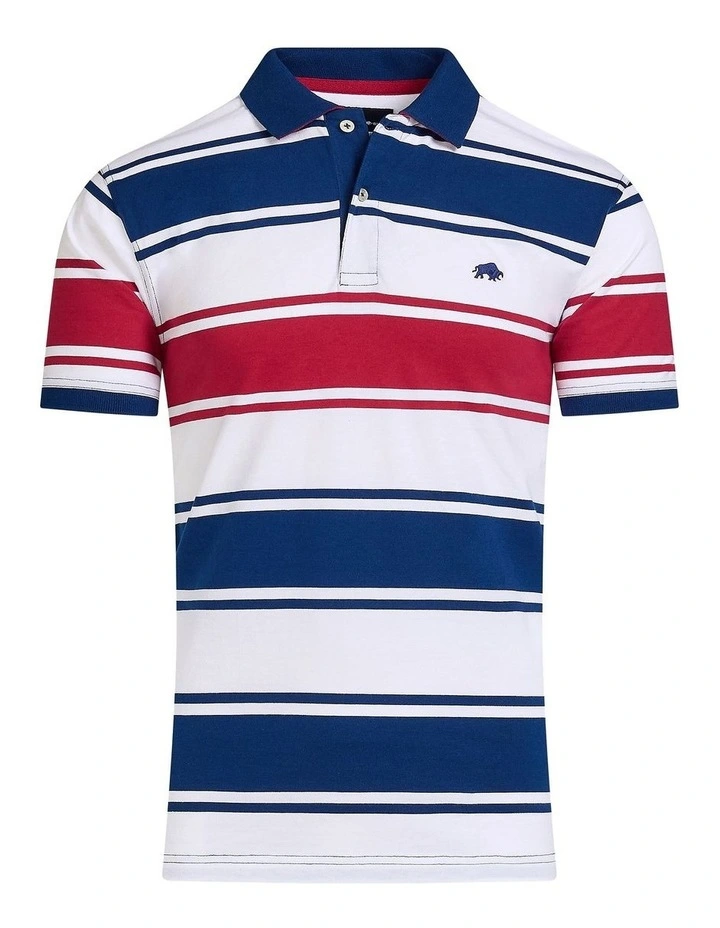 Wide Stripe Jersey Polo in Navy image 3