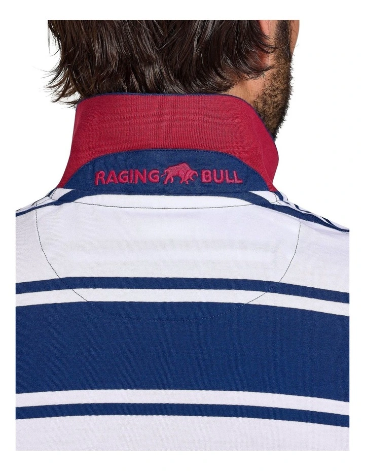 Wide Stripe Jersey Polo in Navy image 6