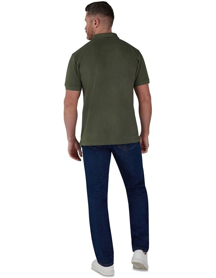 Classic Organic Polo T-shirt in Army Green image 2