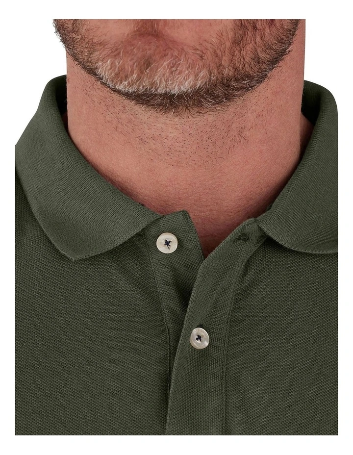 Classic Organic Polo T-shirt in Army Green image 4