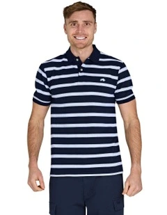 Triple Stripe Birdseye Polo T-shirt in Navy