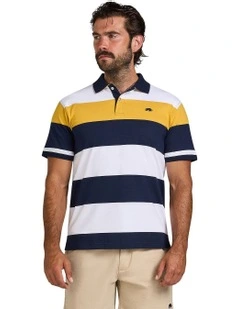 Chestband Stripe Jersey Polo in Navy