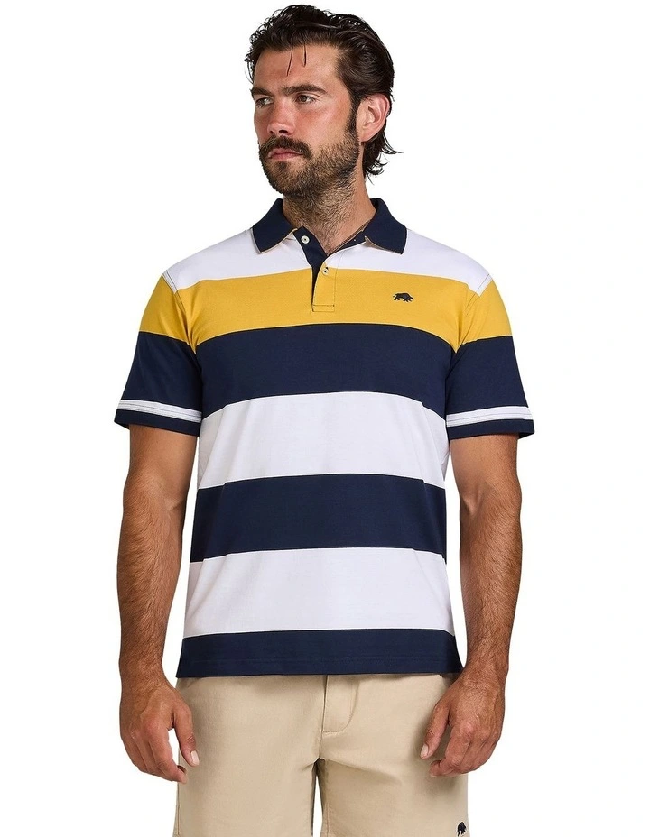 Chestband Stripe Jersey Polo in Navy image 1