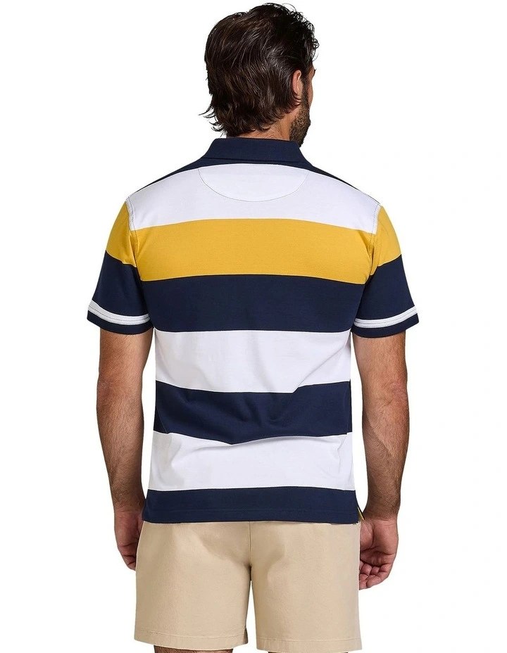 Chestband Stripe Jersey Polo in Navy image 2