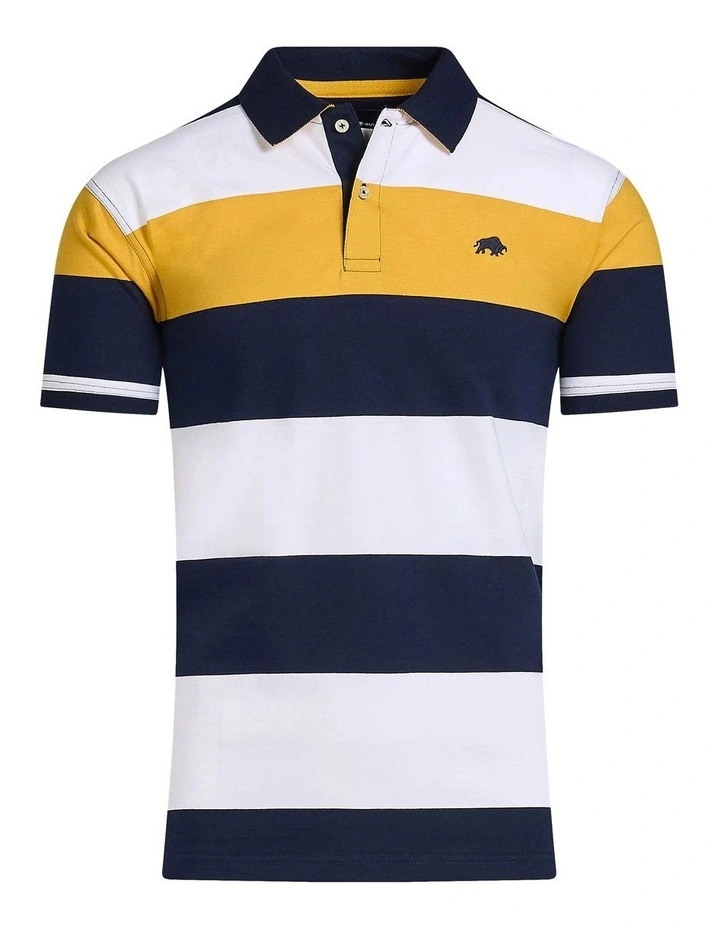 Chestband Stripe Jersey Polo in Navy image 3