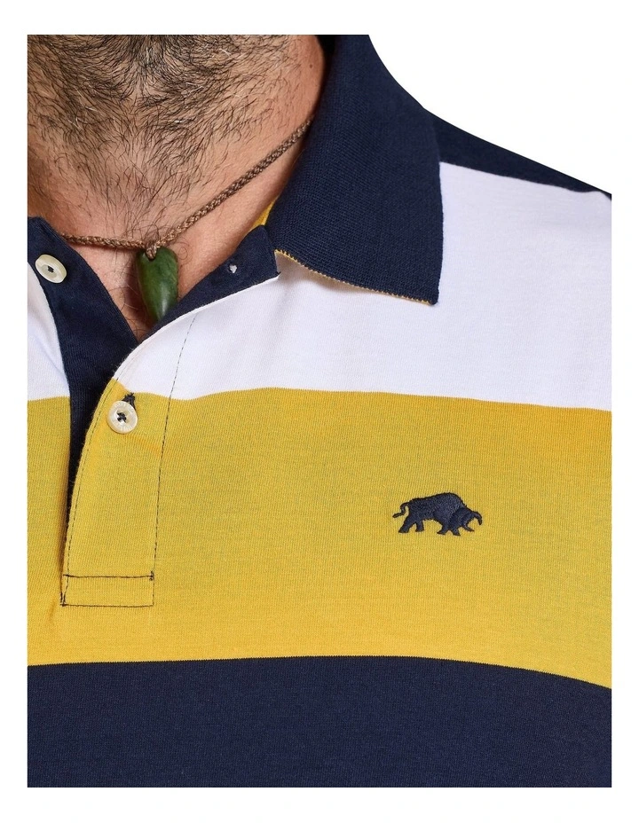 Chestband Stripe Jersey Polo in Navy image 4