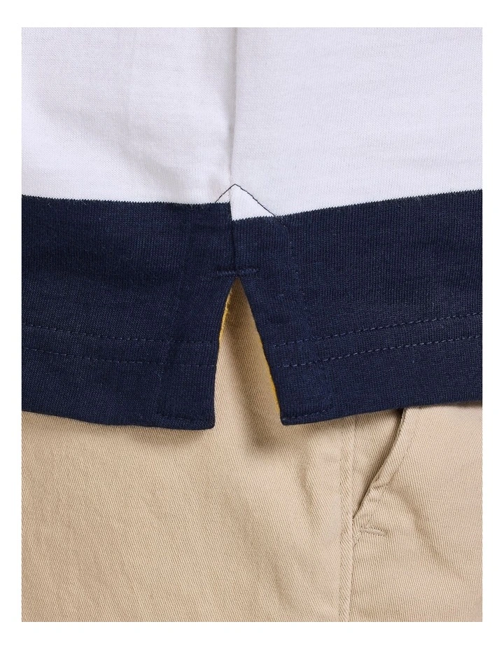 Chestband Stripe Jersey Polo in Navy image 6