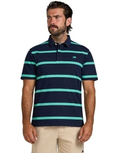 Irregular Stripe Rugby Polo Shirt in Navy