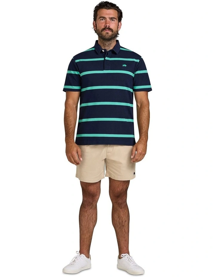 Irregular Stripe Rugby Polo Shirt in Navy image 7