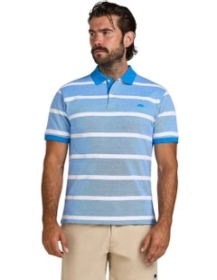 Two Tone Birdseye Stripe Pique Polo in Electric Blue