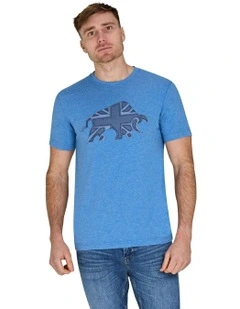 Chambray Union Jack Bull T-Shirt in Denim