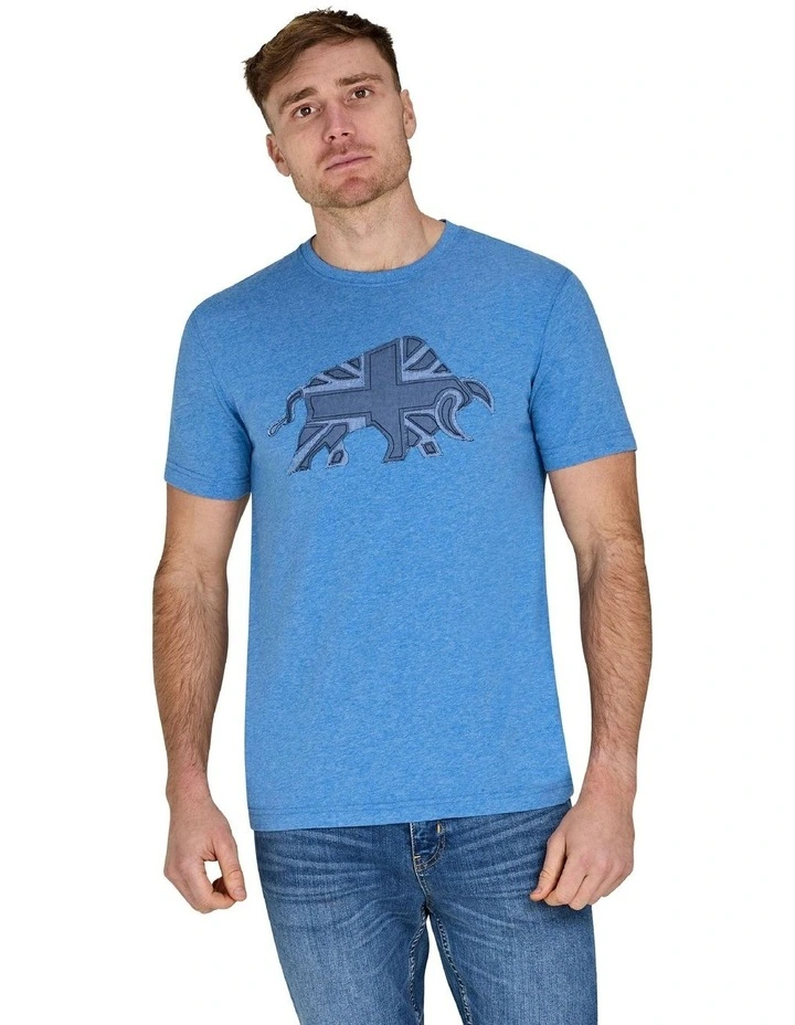 Chambray Union Jack Bull T-Shirt in Denim image 1