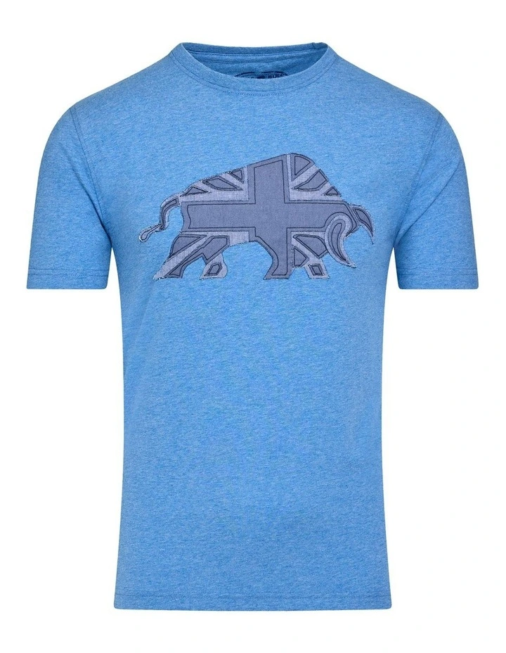Chambray Union Jack Bull T-Shirt in Denim image 3