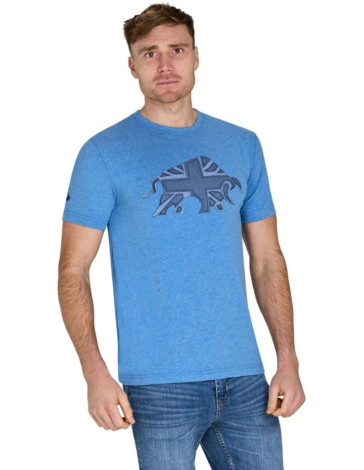 Chambray Union Jack Bull T-Shirt in Denim image 6