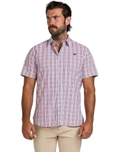 Large Check Poplin Short Sleeve Shirt in Pink