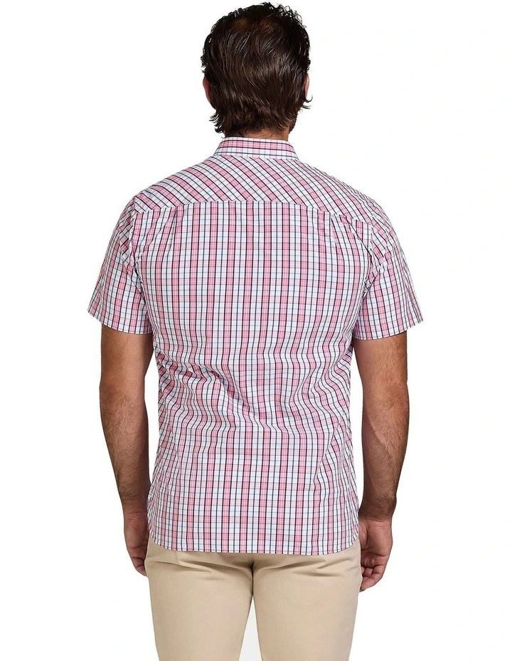 Large Check Poplin Short Sleeve Shirt in Pink image 2