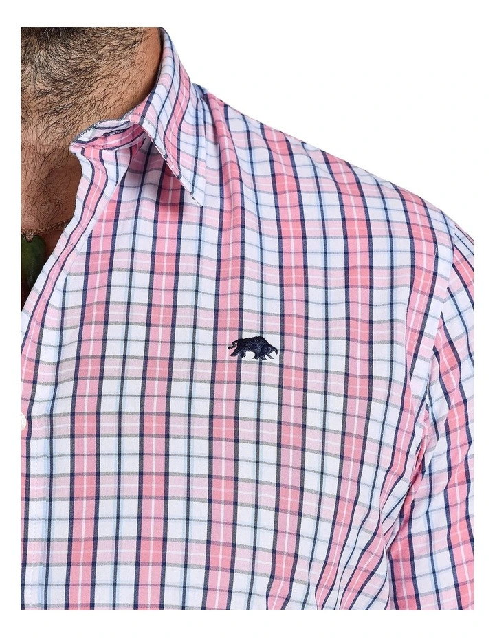 Large Check Poplin Short Sleeve Shirt in Pink image 4