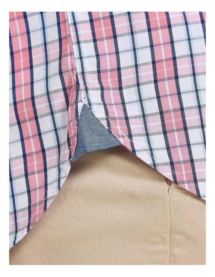 Large Check Poplin Short Sleeve Shirt in Pink image 5