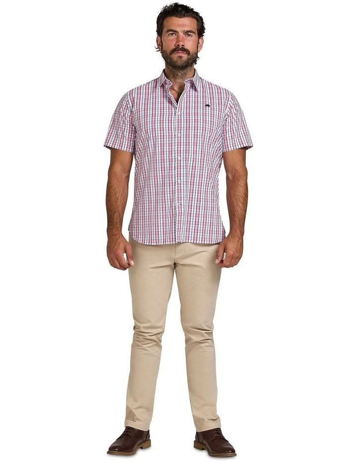 Large Check Poplin Short Sleeve Shirt in Pink image 6