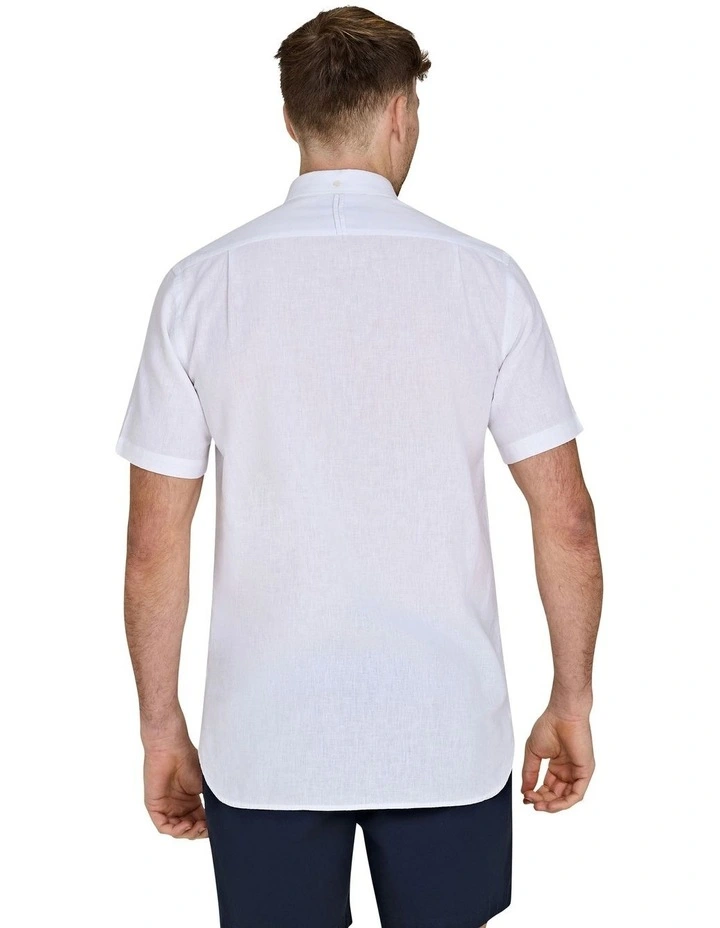 Classic Linen Short Sleeve Shirt in White image 2