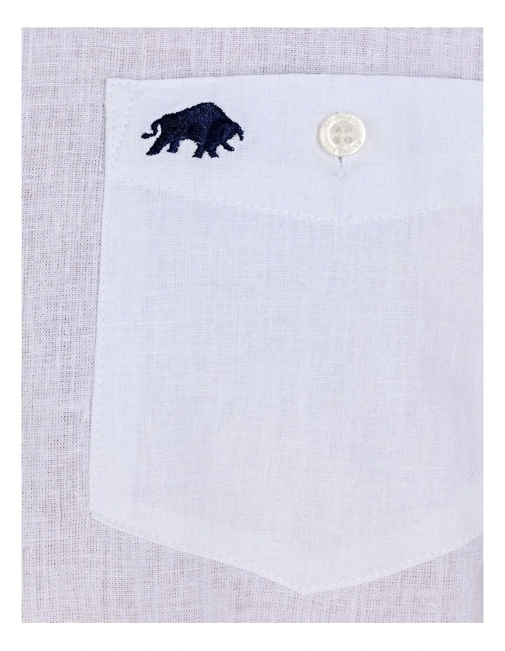 Classic Linen Short Sleeve Shirt in White image 5