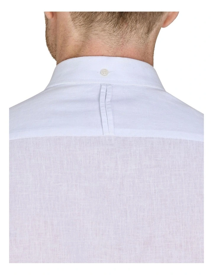 Classic Linen Short Sleeve Shirt in White image 6