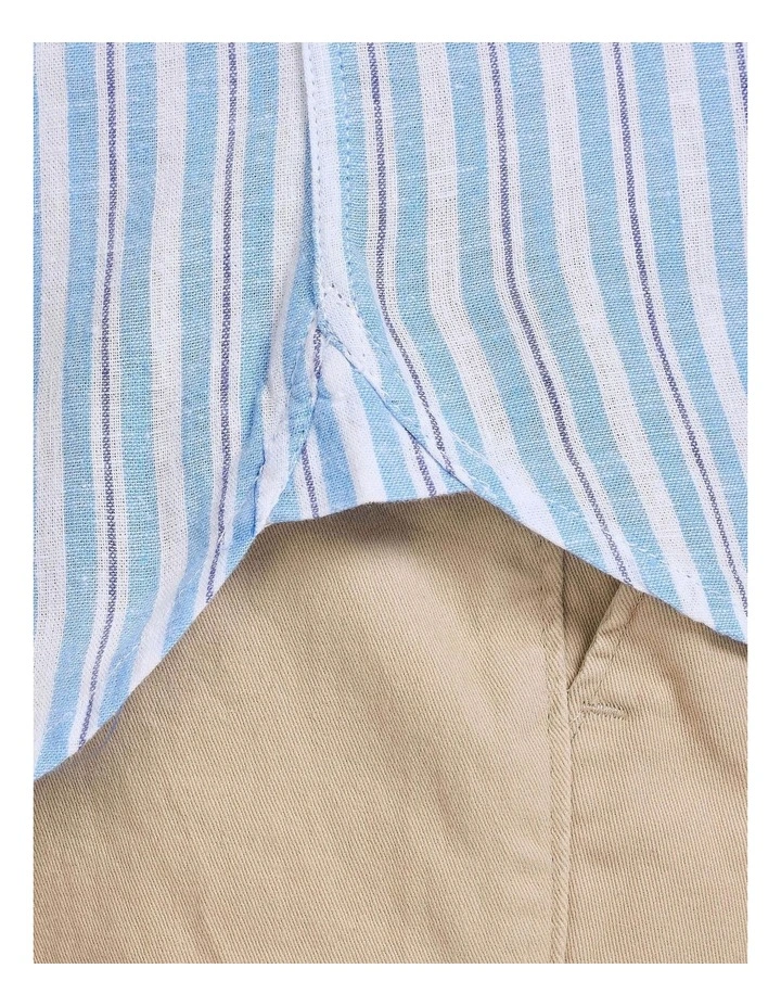 Bournmouth Stripe Linen Look Short Sleeve Shirt in Sky Blue image 6