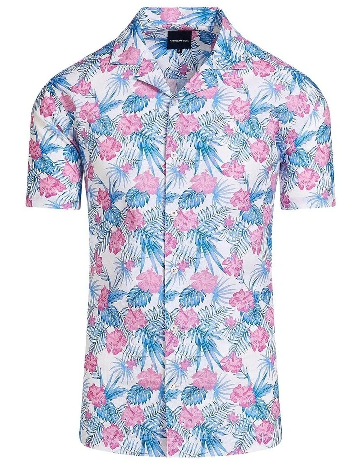 Maldives Floral Revere Collar Short Sleeve Shirt in White image 3