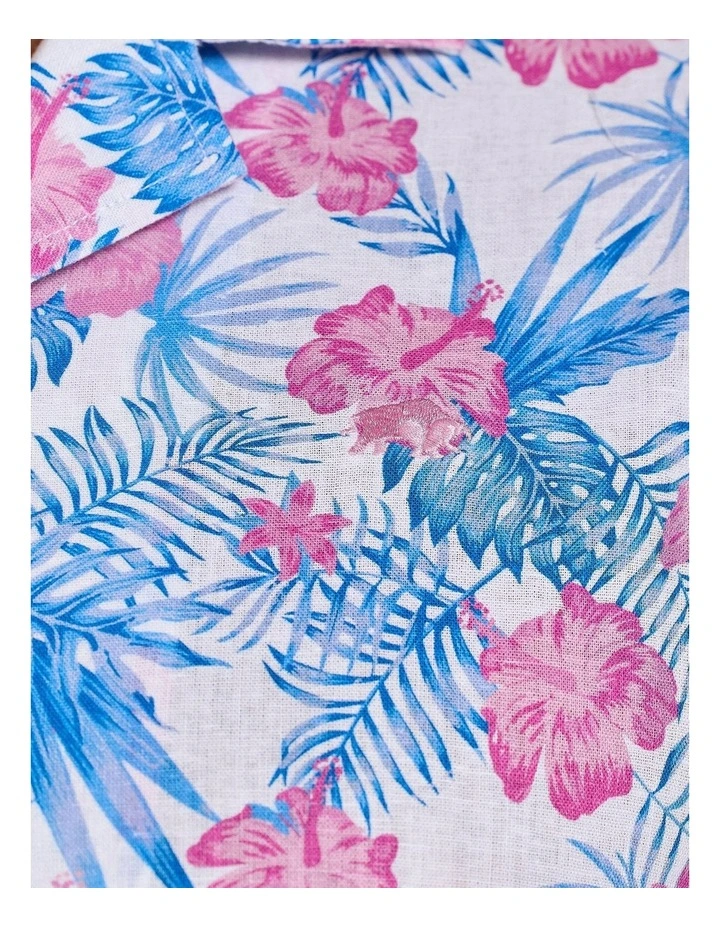 Maldives Floral Revere Collar Short Sleeve Shirt in White image 4