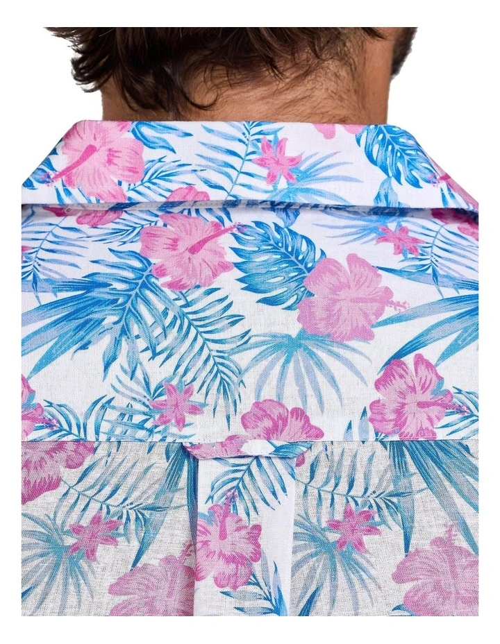Maldives Floral Revere Collar Short Sleeve Shirt in White image 6
