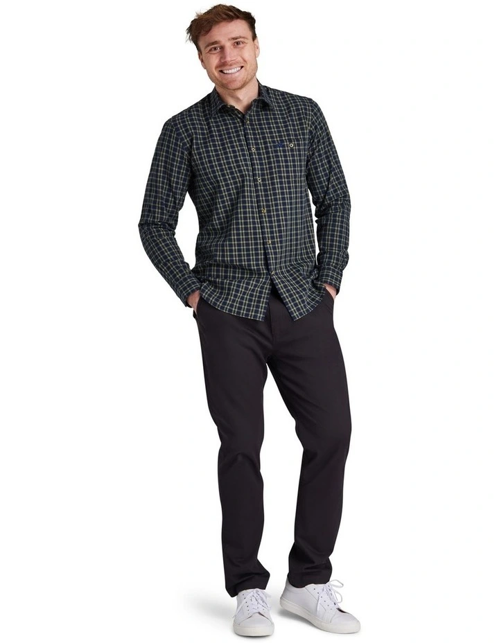 Track Chest Brushed Cotton Twill Long Sleeve Shirt Navy image 1